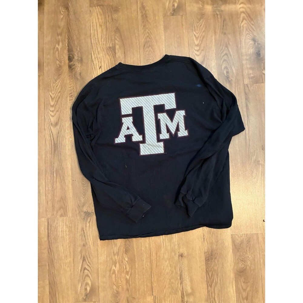 Texas A&M Aggies Black Out Long Sleeve Shirt Mens XL Gildan Black Football Tee